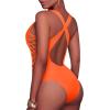 imageHolipick Women Sexy One Piece Swimsuit One Shoulder Bathing Suit Lace Up Swimwear MonokiniNeon Orange