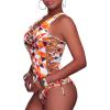 imageHolipick Women Sexy One Piece Swimsuit One Shoulder Bathing Suit Lace Up Swimwear MonokiniOrange Geometric