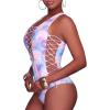 imageHolipick Women Sexy One Piece Swimsuit One Shoulder Bathing Suit Lace Up Swimwear MonokiniPink and Purple
