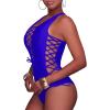 imageHolipick Women Sexy One Piece Swimsuit One Shoulder Bathing Suit Lace Up Swimwear MonokiniRoyal Blue