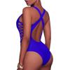 imageHolipick Women Sexy One Piece Swimsuit One Shoulder Bathing Suit Lace Up Swimwear MonokiniRoyal Blue