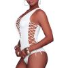 imageHolipick Women Sexy One Piece Swimsuit One Shoulder Bathing Suit Lace Up Swimwear MonokiniWhite