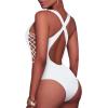 imageHolipick Women Sexy One Piece Swimsuit One Shoulder Bathing Suit Lace Up Swimwear MonokiniWhite