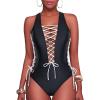 imageHolipick Women Sexy One Piece Swimsuit One Shoulder Bathing Suit Lace Up Swimwear MonokiniWhite Strap