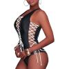 imageHolipick Women Sexy One Piece Swimsuit One Shoulder Bathing Suit Lace Up Swimwear MonokiniWhite Strap