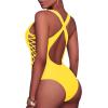 imageHolipick Women Sexy One Piece Swimsuit One Shoulder Bathing Suit Lace Up Swimwear MonokiniYellow