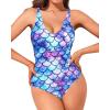 imageHolipick Women Sexy One Piece Swimsuits Strappy Bathing Suits Criss Cross Monokini Lace Up SwimwearBlue Mermaid2