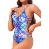 imageHolipick Women Sexy One Piece Swimsuits Strappy Bathing Suits Criss Cross Monokini Lace Up SwimwearBlue Mermaid2
