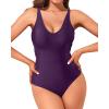 imageHolipick Women Sexy One Piece Swimsuits Strappy Bathing Suits Criss Cross Monokini Lace Up SwimwearDark Purple2