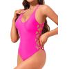 imageHolipick Women Sexy One Piece Swimsuits Strappy Bathing Suits Criss Cross Monokini Lace Up SwimwearHot Pink2