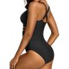 imageHolipick Women Tummy Control One Piece Swimsuit Sexy V Neck Mesh Bathing Suit Slimming Push Up SwimwearBlack