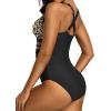 imageHolipick Women Tummy Control One Piece Swimsuit Sexy V Neck Mesh Bathing Suit Slimming Push Up SwimwearBlack Leopard