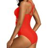 imageHolipick Women Tummy Control One Piece Swimsuit Sexy V Neck Mesh Bathing Suit Slimming Push Up SwimwearRed