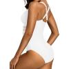 imageHolipick Women Tummy Control One Piece Swimsuit Sexy V Neck Mesh Bathing Suit Slimming Push Up SwimwearWhite