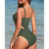 imageHolipick Womens One Piece Swimsuit Cutout High Neck Bathing Suits Tummy Control Swimwear for Teen GirlsArmy Green