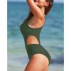 imageHolipick Womens One Piece Swimsuit Cutout High Neck Bathing Suits Tummy Control Swimwear for Teen GirlsArmy Green