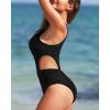 imageHolipick Womens One Piece Swimsuit Cutout High Neck Bathing Suits Tummy Control Swimwear for Teen GirlsBlack Mesh