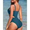 imageHolipick Womens One Piece Swimsuit Cutout High Neck Bathing Suits Tummy Control Swimwear for Teen GirlsTeal