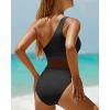 imageHolipick Womens One Shoulder One Piece Swimsuit Cutout Bathing Suits Mesh Slimming Swimwear for Teen GirlsBlack