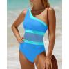 imageHolipick Womens One Shoulder One Piece Swimsuit Cutout Bathing Suits Mesh Slimming Swimwear for Teen GirlsBlue