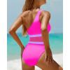 imageHolipick Womens One Shoulder One Piece Swimsuit Cutout Bathing Suits Mesh Slimming Swimwear for Teen GirlsPink and Purple