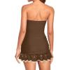 imageHolipick Womens Tummy Control One Piece Swim Dress Strapless Swimsuit Bandeau Skirted Bathing SuitsBrown and Beige