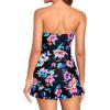 imageHolipick Womens Tummy Control One Piece Swim Dress Strapless Swimsuit Bandeau Skirted Bathing SuitsPink Floral