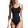 imageHolipick Athletic One Piece Swimsuits for Women Training Sport Bathing Suit for Teens Girls Modest SwimwearBlack and Grey
