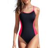 imageHolipick Athletic One Piece Swimsuits for Women Training Sport Bathing Suit for Teens Girls Modest SwimwearRed