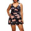 imageHolipick Women Plus Size One Piece Swim Dress Tummy Control Swimsuit with SkirtFloral