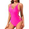 imageHolipick Women Sexy One Piece Swimsuits Strappy Bathing Suits Criss Cross Monokini Lace Up SwimwearHot Pink2