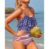 imageHolipick High Waisted Tankini Swimsuits for Women Ruffle Tops with Tummy Control Bottom Two Piece Bathing SuitAmerican Flag