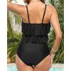 imageHolipick High Waisted Tankini Swimsuits for Women Ruffle Tops with Tummy Control Bottom Two Piece Bathing SuitBlack