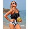 imageHolipick High Waisted Tankini Swimsuits for Women Ruffle Tops with Tummy Control Bottom Two Piece Bathing SuitBlack Palm