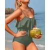 imageHolipick High Waisted Tankini Swimsuits for Women Ruffle Tops with Tummy Control Bottom Two Piece Bathing SuitGray Green