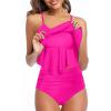 imageHolipick High Waisted Tankini Swimsuits for Women Ruffle Tops with Tummy Control Bottom Two Piece Bathing SuitHot Pink