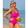 imageHolipick High Waisted Tankini Swimsuits for Women Ruffle Tops with Tummy Control Bottom Two Piece Bathing SuitHot Pink