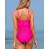 imageHolipick High Waisted Tankini Swimsuits for Women Ruffle Tops with Tummy Control Bottom Two Piece Bathing SuitHot Pink