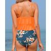 imageHolipick High Waisted Tankini Swimsuits for Women Ruffle Tops with Tummy Control Bottom Two Piece Bathing SuitOrange Flowers