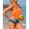 imageHolipick High Waisted Tankini Swimsuits for Women Ruffle Tops with Tummy Control Bottom Two Piece Bathing SuitOrange Flowers