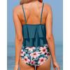 imageHolipick High Waisted Tankini Swimsuits for Women Ruffle Tops with Tummy Control Bottom Two Piece Bathing SuitTeal Flower