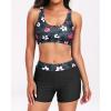 imageHolipick Long Sleeve Swimsuits for Women  3 Piece Rash Guard with Shorts Zipper SPF Swim Shirt with Built in BraBlack Floral