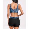 imageHolipick Long Sleeve Swimsuits for Women  3 Piece Rash Guard with Shorts Zipper SPF Swim Shirt with Built in BraBlue Paisley