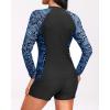 imageHolipick Long Sleeve Swimsuits for Women  3 Piece Rash Guard with Shorts Zipper SPF Swim Shirt with Built in BraBlue Paisley