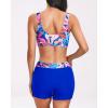 imageHolipick Long Sleeve Swimsuits for Women  3 Piece Rash Guard with Shorts Zipper SPF Swim Shirt with Built in BraColorful Leaves