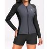 imageHolipick Long Sleeve Swimsuits for Women  3 Piece Rash Guard with Shorts Zipper SPF Swim Shirt with Built in BraGrey and Black