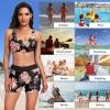 imageHolipick Long Sleeve Swimsuits for Women  3 Piece Rash Guard with Shorts Zipper SPF Swim Shirt with Built in BraOrange Floral