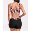 imageHolipick Long Sleeve Swimsuits for Women  3 Piece Rash Guard with Shorts Zipper SPF Swim Shirt with Built in BraPink Floral