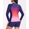 imageHolipick Long Sleeve Swimsuits for Women  3 Piece Rash Guard with Shorts Zipper SPF Swim Shirt with Built in BraPink Gradient