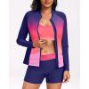 imageHolipick Long Sleeve Swimsuits for Women  3 Piece Rash Guard with Shorts Zipper SPF Swim Shirt with Built in BraPink Gradient